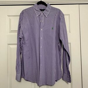 Ralph Lauren Polo Gingham Button Down Shirt in Purple Size‎ Large EUC